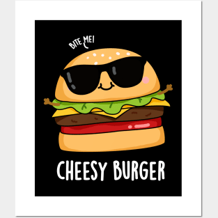 Cheesy Burger Funny Food Puns Posters and Art